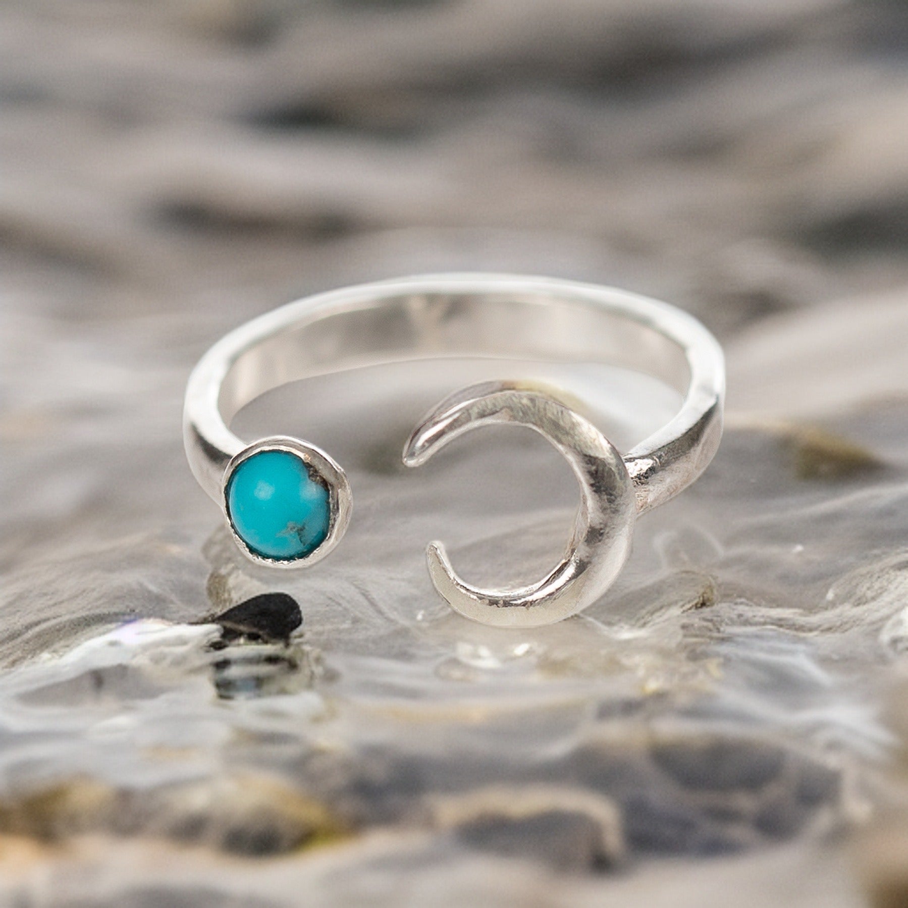 Turquoise Silver Moon Ring - Silver Lines Jewellery