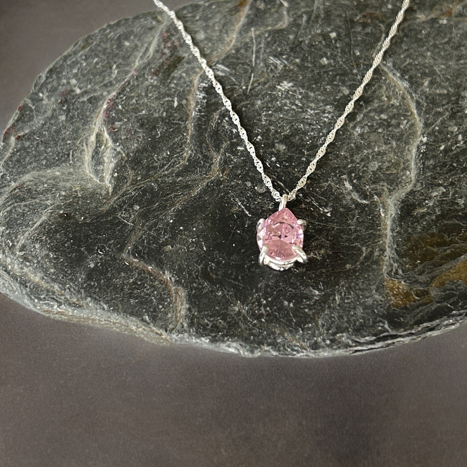 Pink Cubic Zirconia Necklace - Silver Lines Jewellery