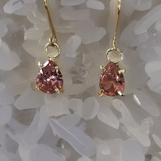 Pink Cubic Zirconia Faceted Earrings - Silver Lines Jewellery