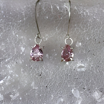 Pink Cubic Zirconia Faceted Earrings - Silver Lines Jewellery