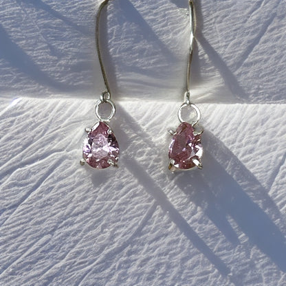 Pink Cubic Zirconia Faceted Earrings - Silver Lines Jewellery