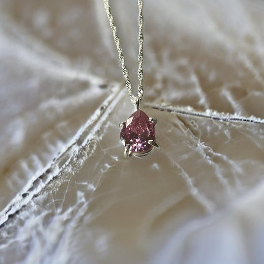 Pink Cubic Zirconia Necklace - Silver Lines Jewellery