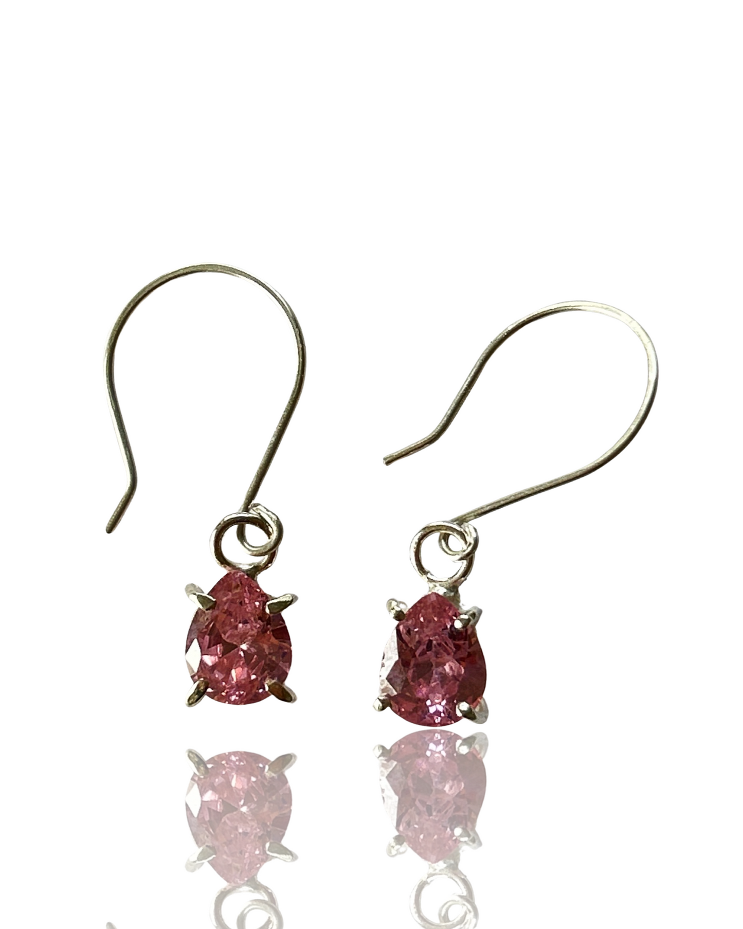 Pink Cubic Zirconia Faceted Earrings - Silver Lines Jewellery