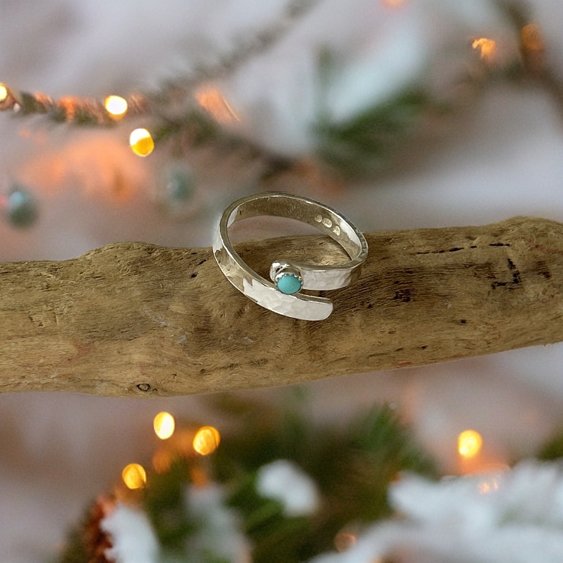 Turquoise Wrap Ring - Silver Lines Jewellery