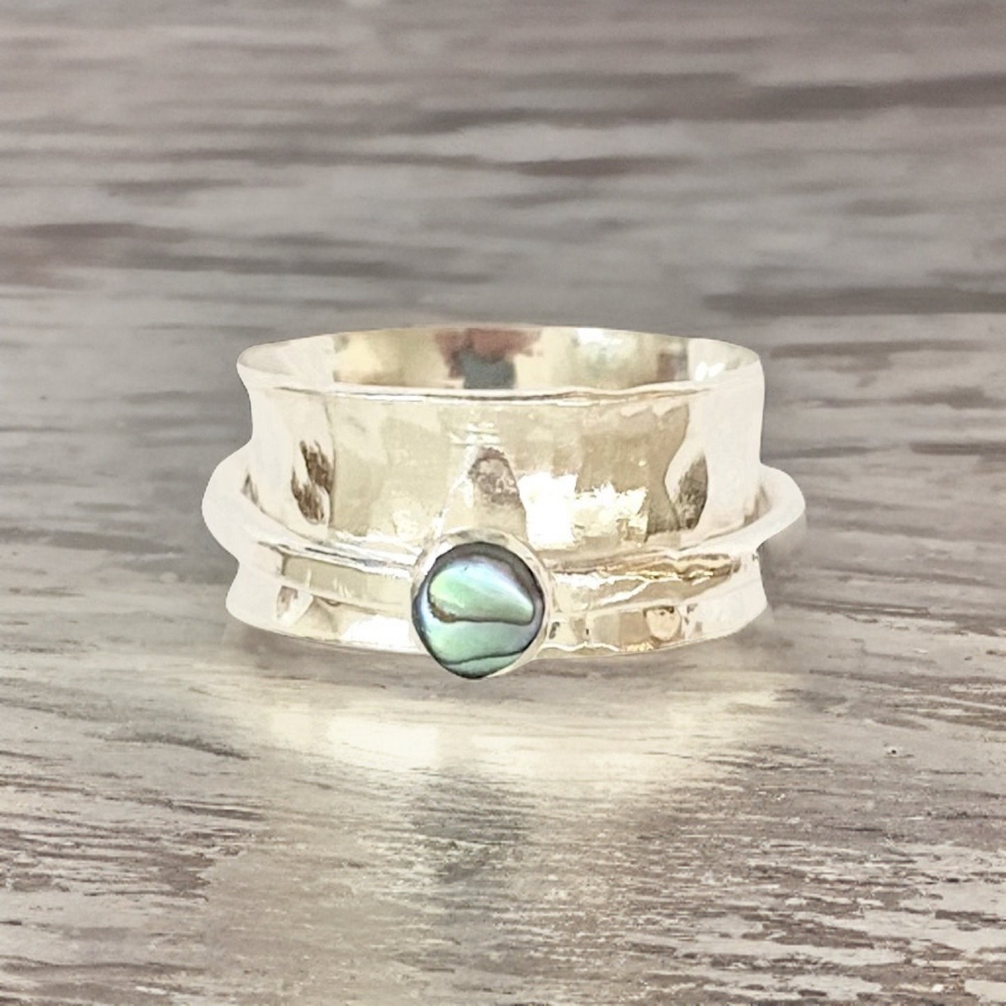 Paua Spinner Ring - Silver Lines Jewellery