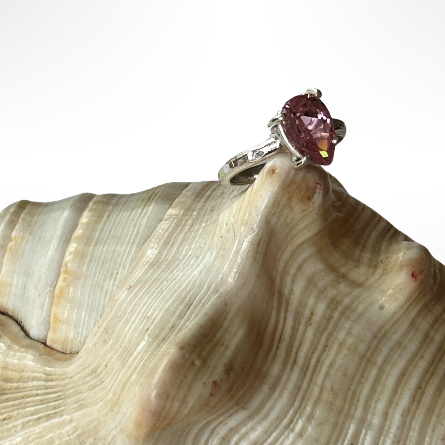 Pink Silver Cubic Zirconia Ring - Silver Lines Jewellery