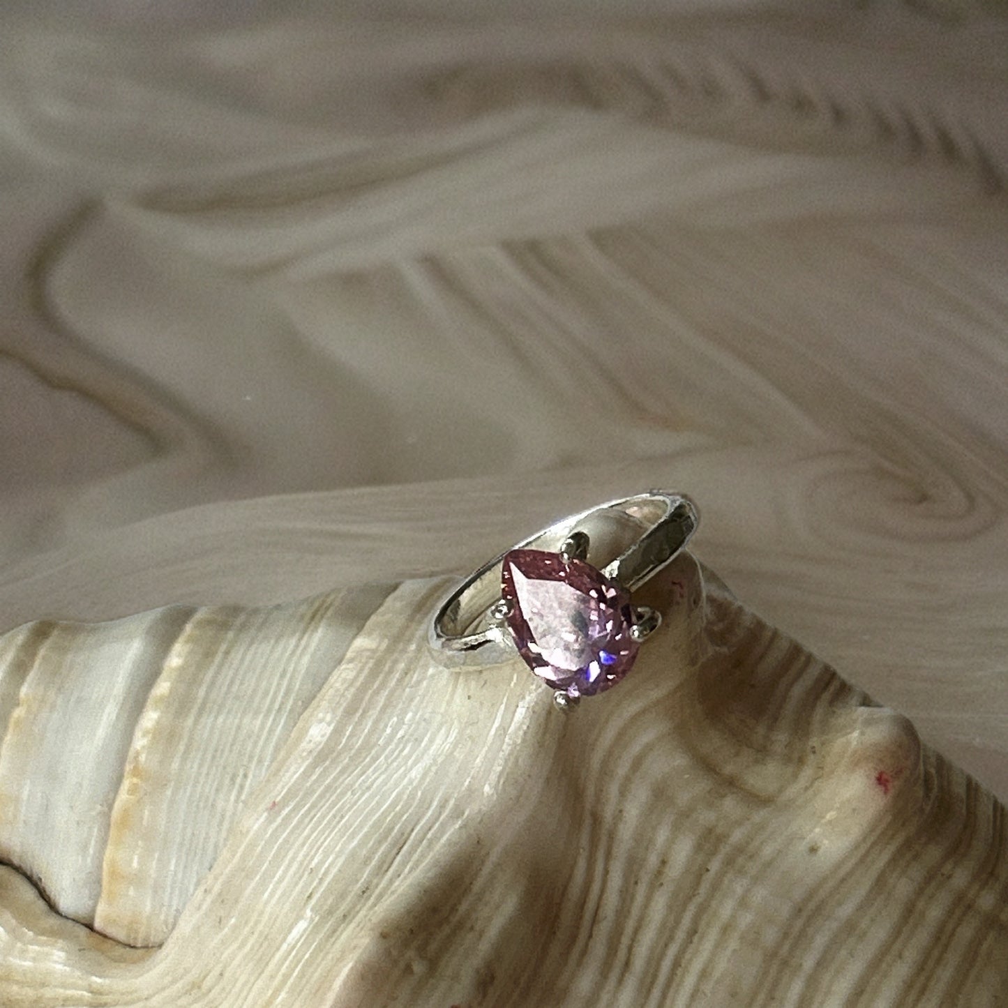 Pink Silver Cubic Zirconia Ring - Silver Lines Jewellery