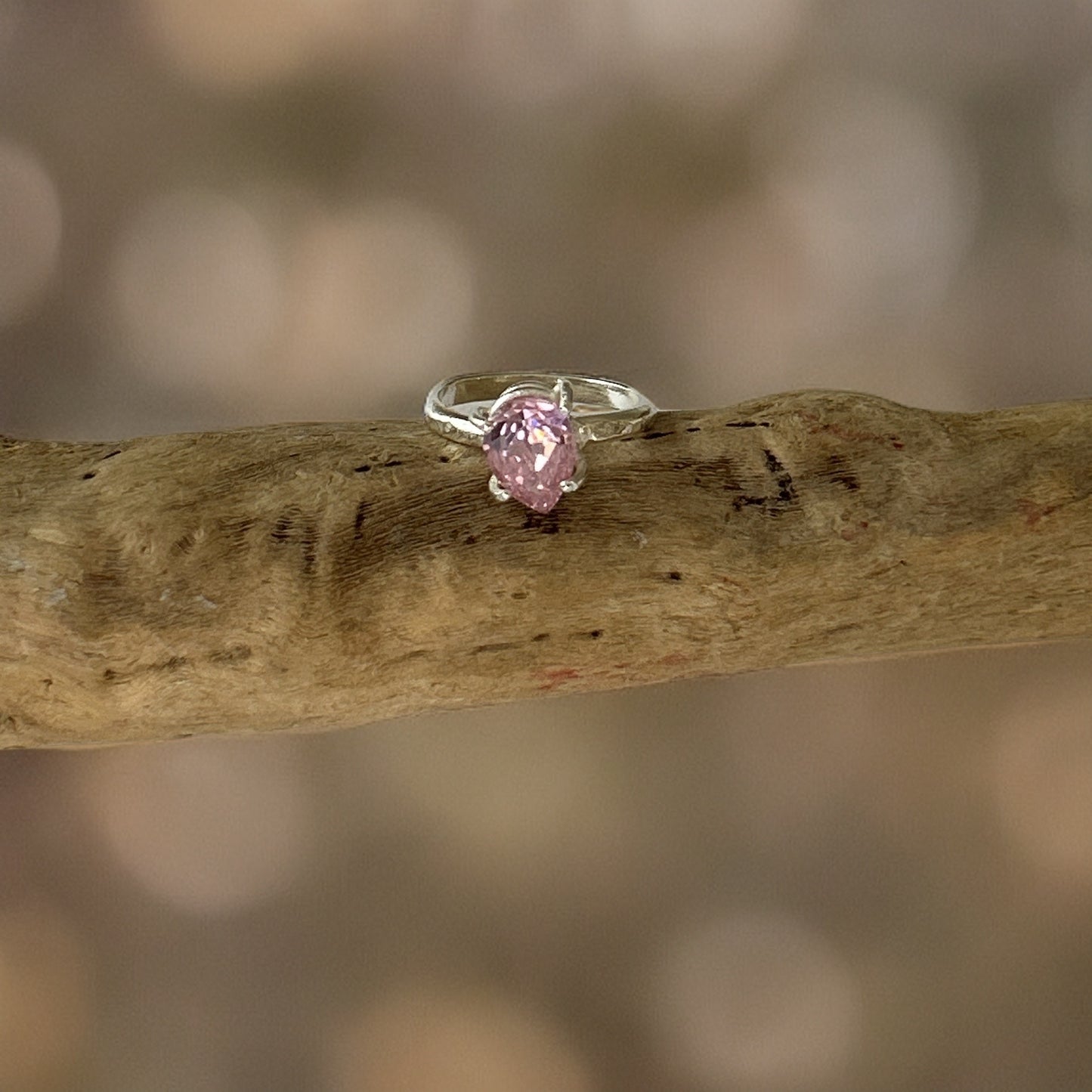 Pink Silver Cubic Zirconia Ring - Silver Lines Jewellery