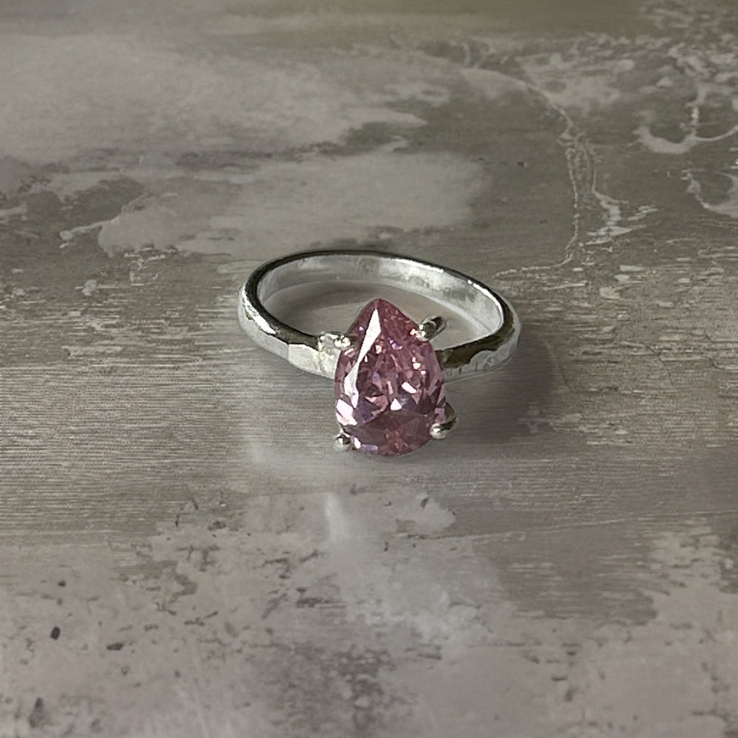 Pink Silver Cubic Zirconia Ring - Silver Lines Jewellery
