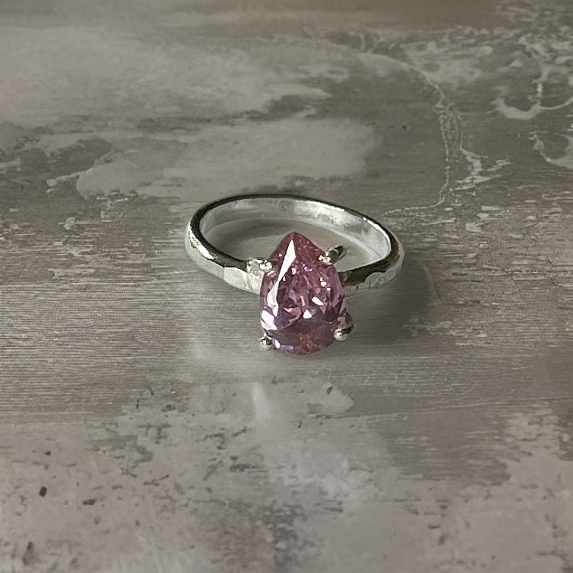 Pink Silver Cubic Zirconia Ring - Silver Lines Jewellery