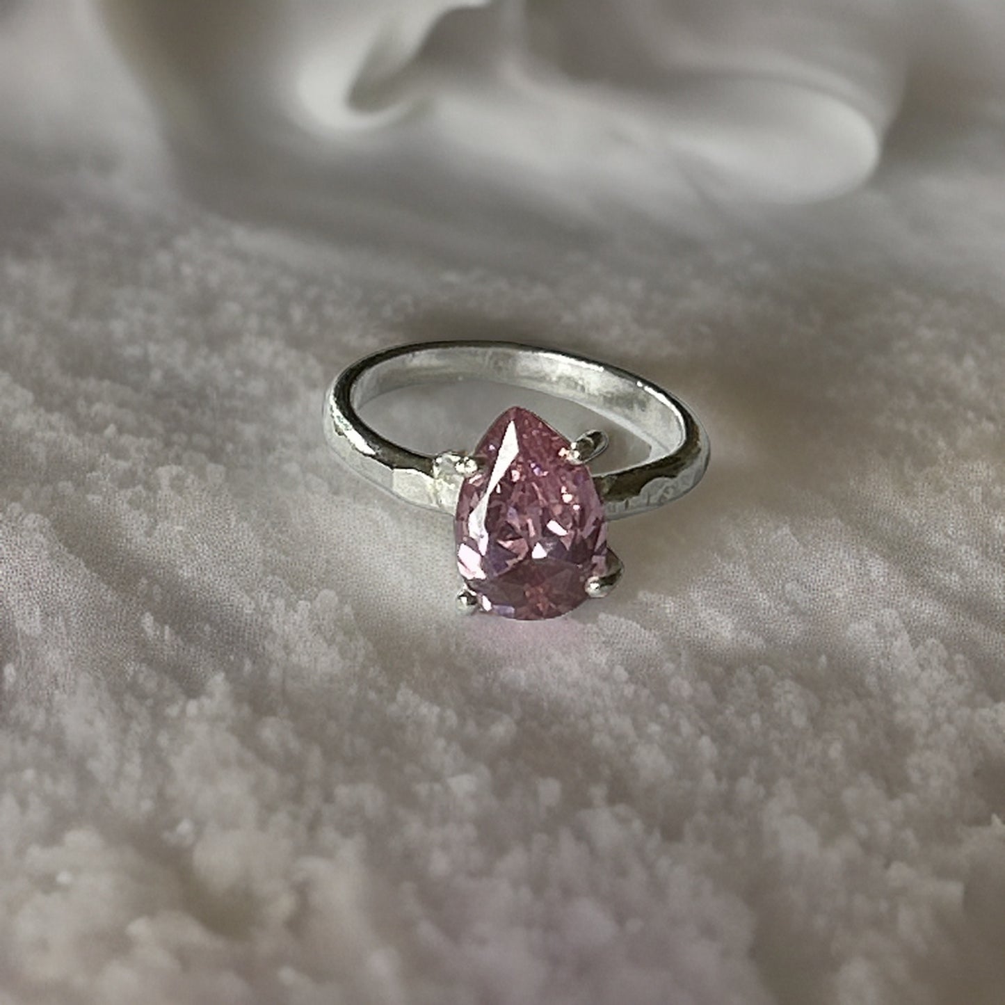 Pink Silver Cubic Zirconia Ring - Silver Lines Jewellery