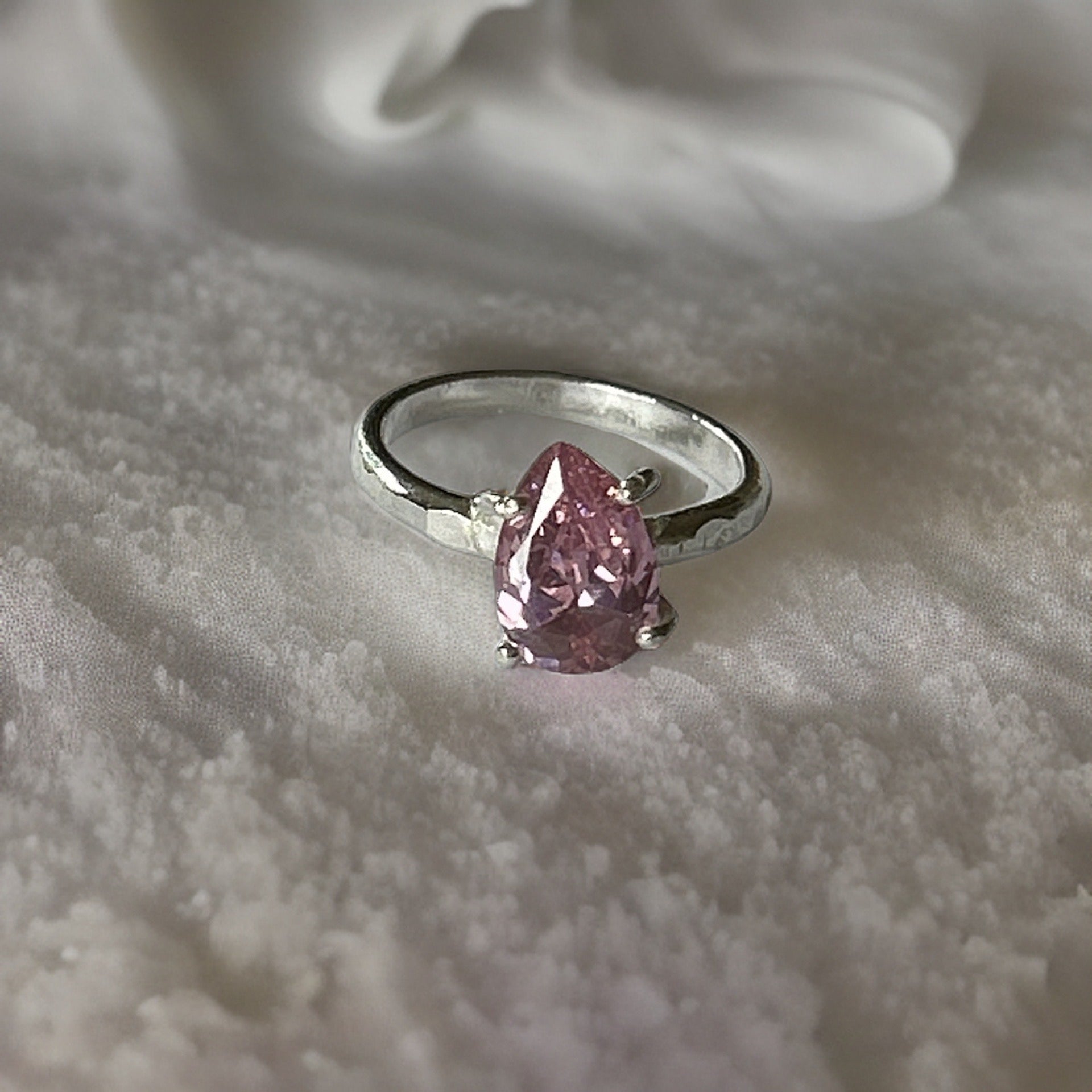 Pink Silver Cubic Zirconia Ring - Silver Lines Jewellery