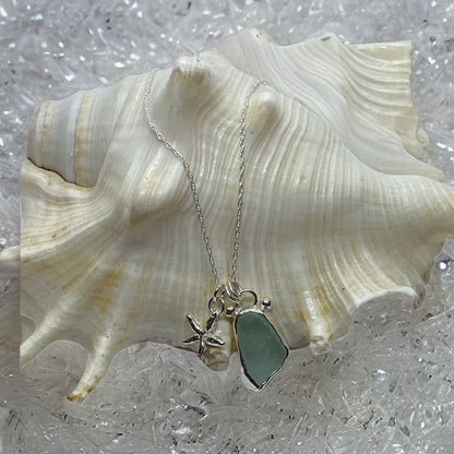 Ocean Sea Foam Sea Glass Necklace - Silver Lines Jewellery