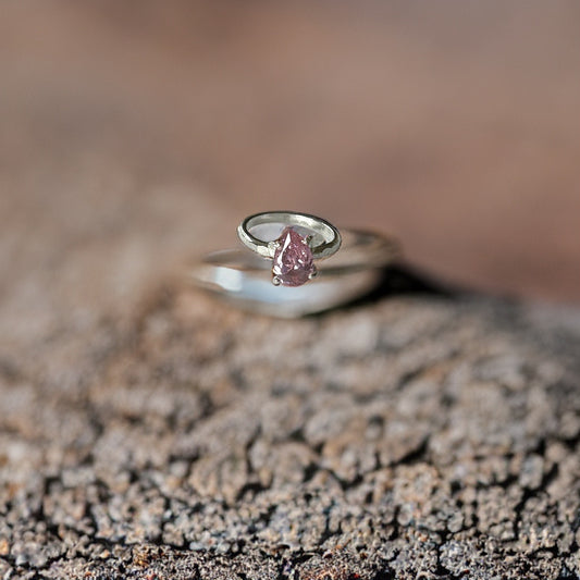 Pink Silver Cubic Zirconia Ring - Silver Lines Jewellery