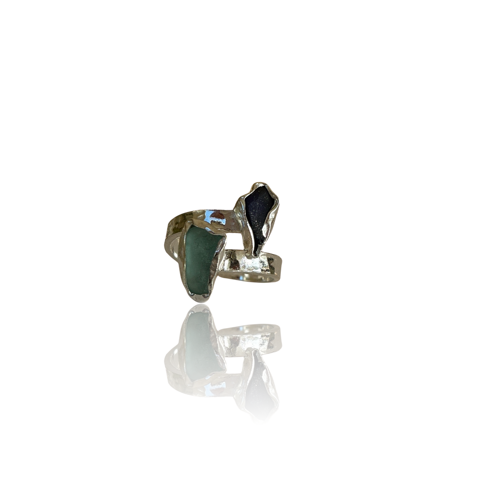 Sea Glass Wrap Ring - Silver Lines Jewellery