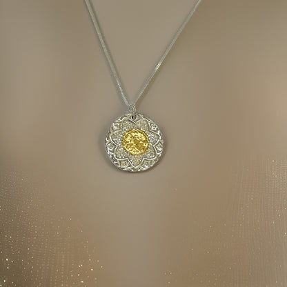 Silver and gold Patterned Necklace - Silver Lines Jewellery
