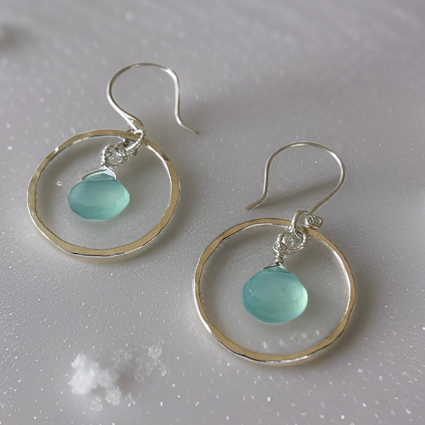 Chalcedony  Silver Hoop Earrings - Silver Lines Jewellery