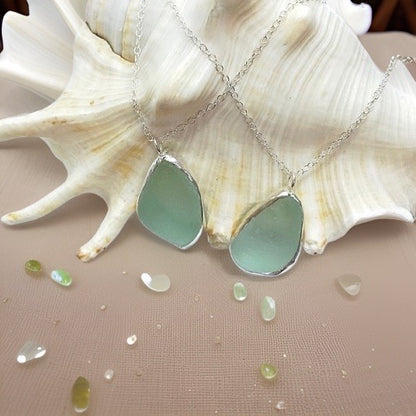 Ocean Sea Glass Necklace Sea Foam - SilverLines Jewellery