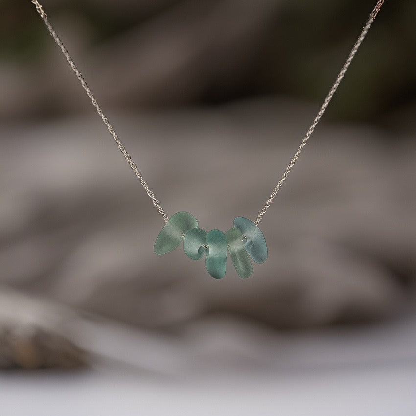 Sea Glass Droplet Necklace - Silver Lines Jewellery