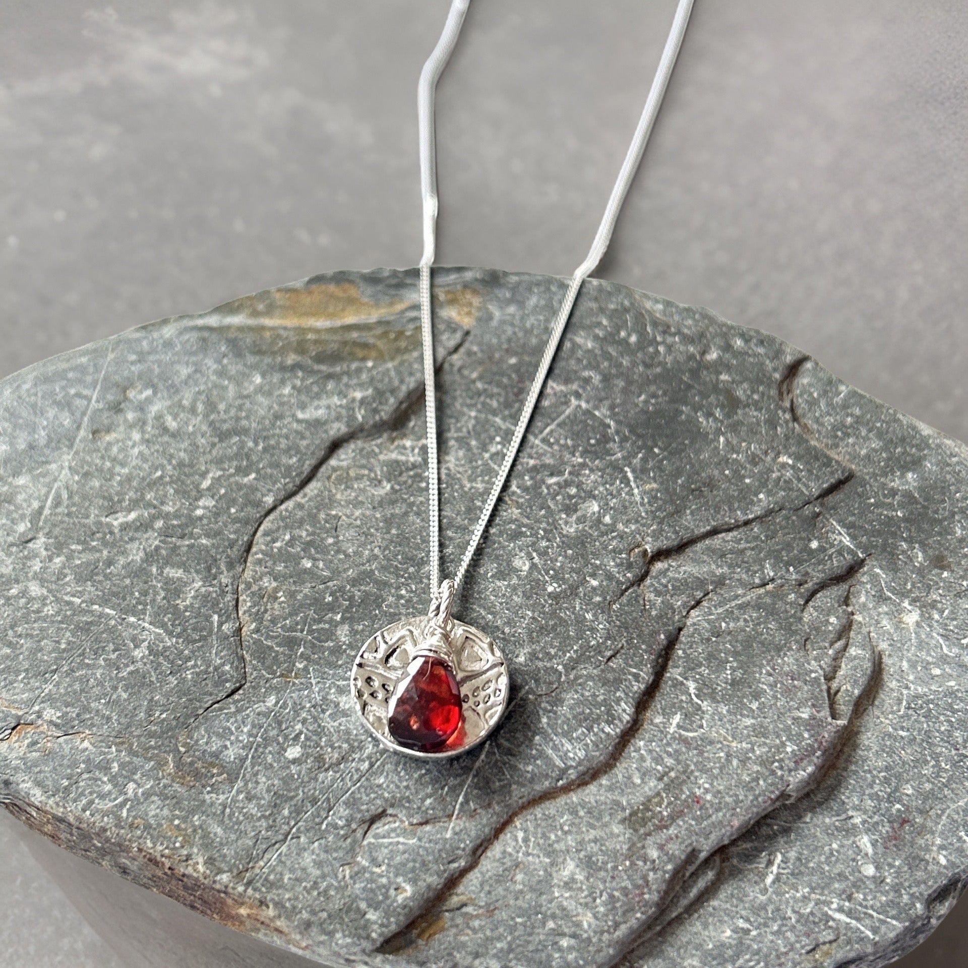 Garnet Birthstone Necklace - Silver Lines Jewellery