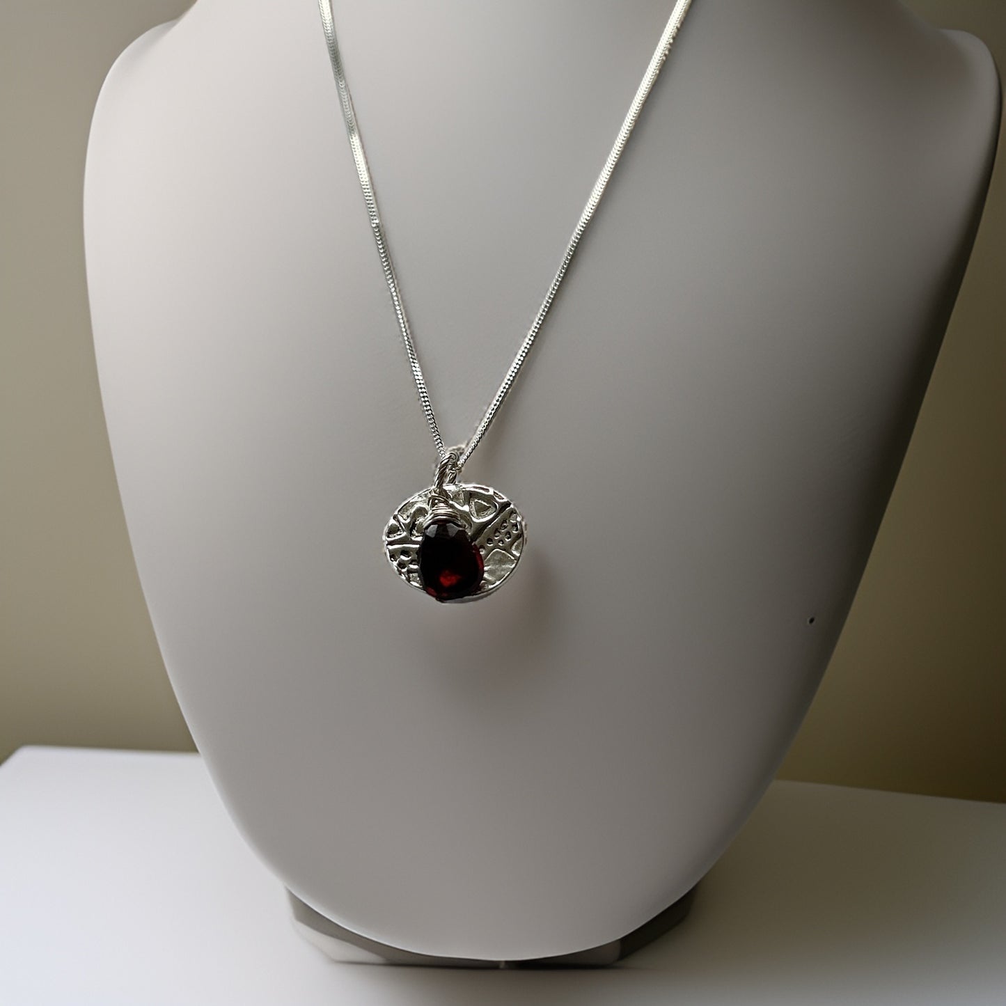 Garnet Birthstone Necklace - Silver Lines Jewellery