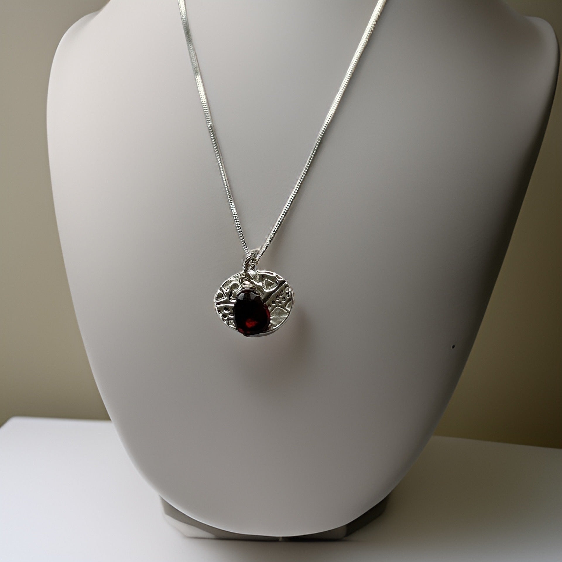 Garnet Birthstone Necklace - Silver Lines Jewellery