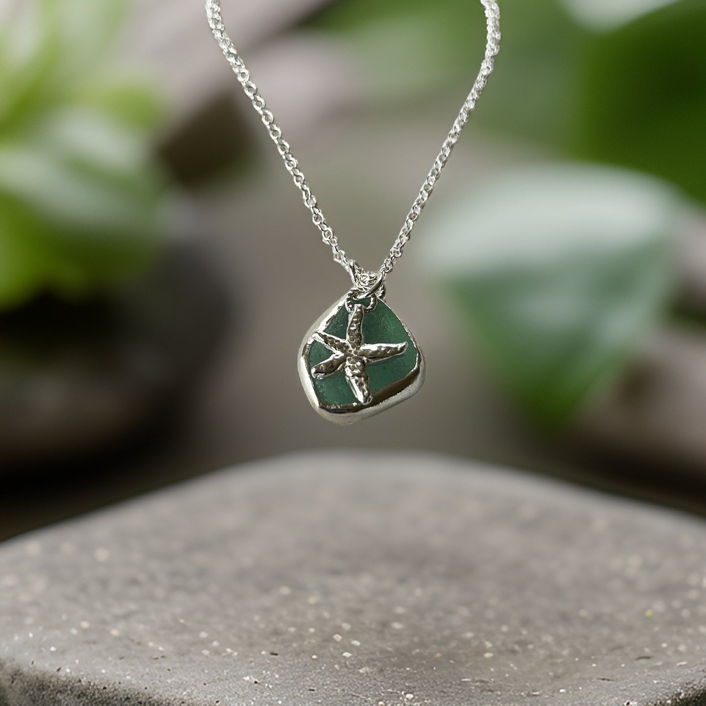 Ocean Sea Foam Sea Glass Necklace - Silver Lines Jewellery