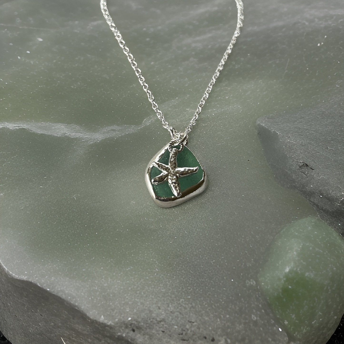 Ocean Sea Foam Sea Glass Necklace - Silver Lines Jewellery