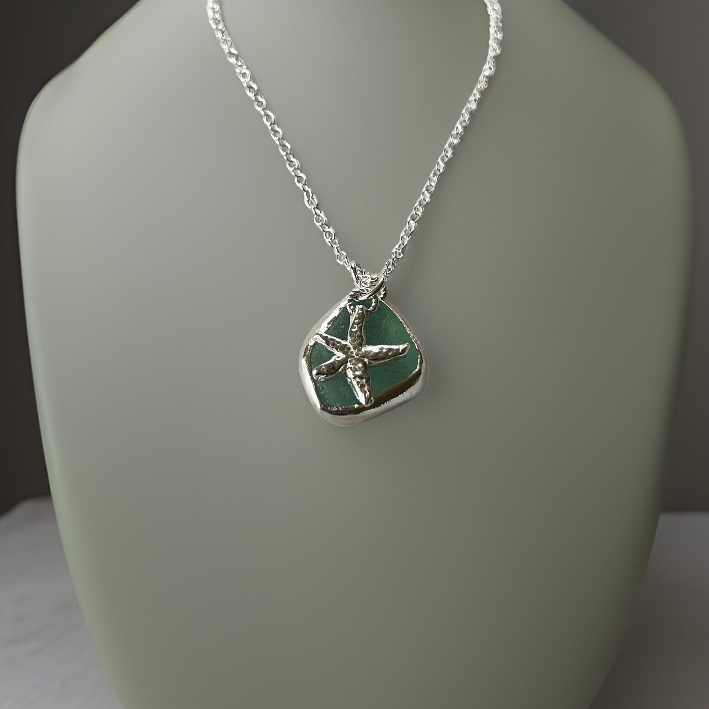 Ocean Sea Foam Sea Glass Necklace - Silver Lines Jewellery