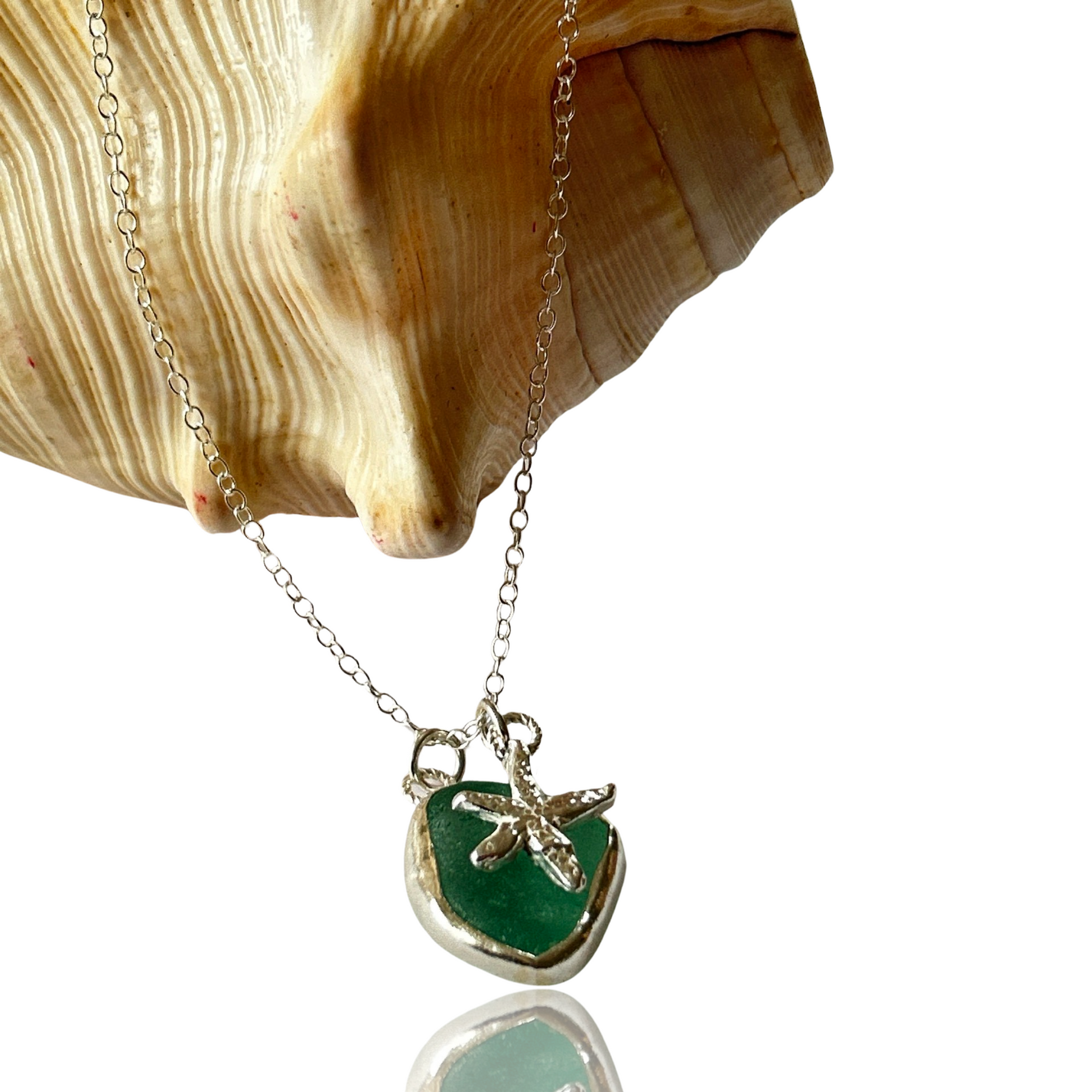 Ocean Sea Foam Sea Glass Necklace - Silver Lines Jewellery