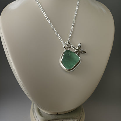 Ocean Sea Foam Sea Glass Necklace - Silver Lines Jewellery