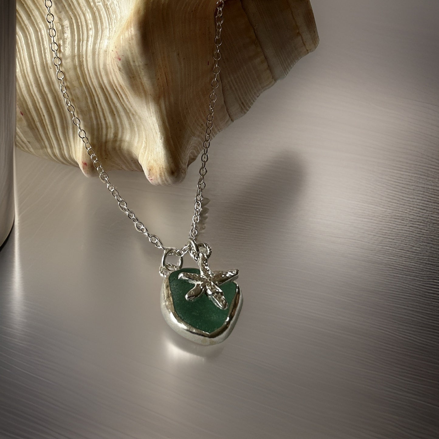 Ocean Sea Foam Sea Glass Necklace - Silver Lines Jewellery