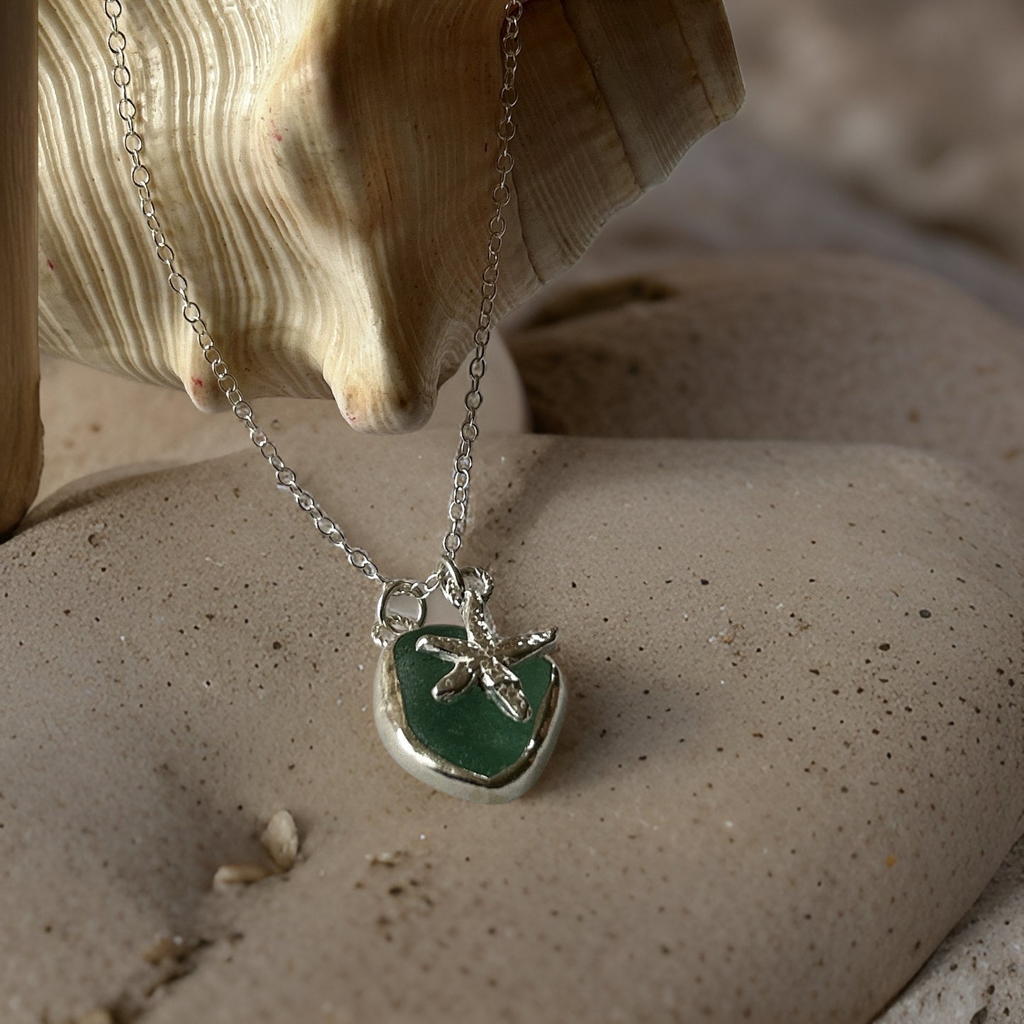 Ocean Sea Foam Sea Glass Necklace - Silver Lines Jewellery