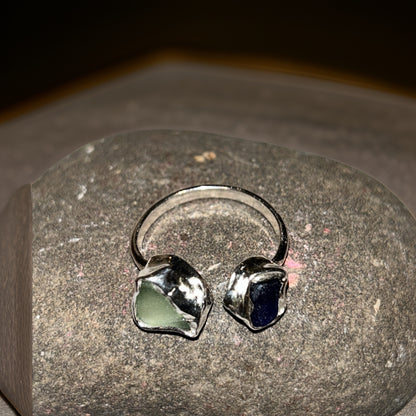 Sea Glass Open Ring - Silver Lines Jewellery