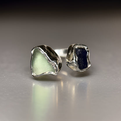 Sea Glass Open Ring - Silver Lines Jewellery