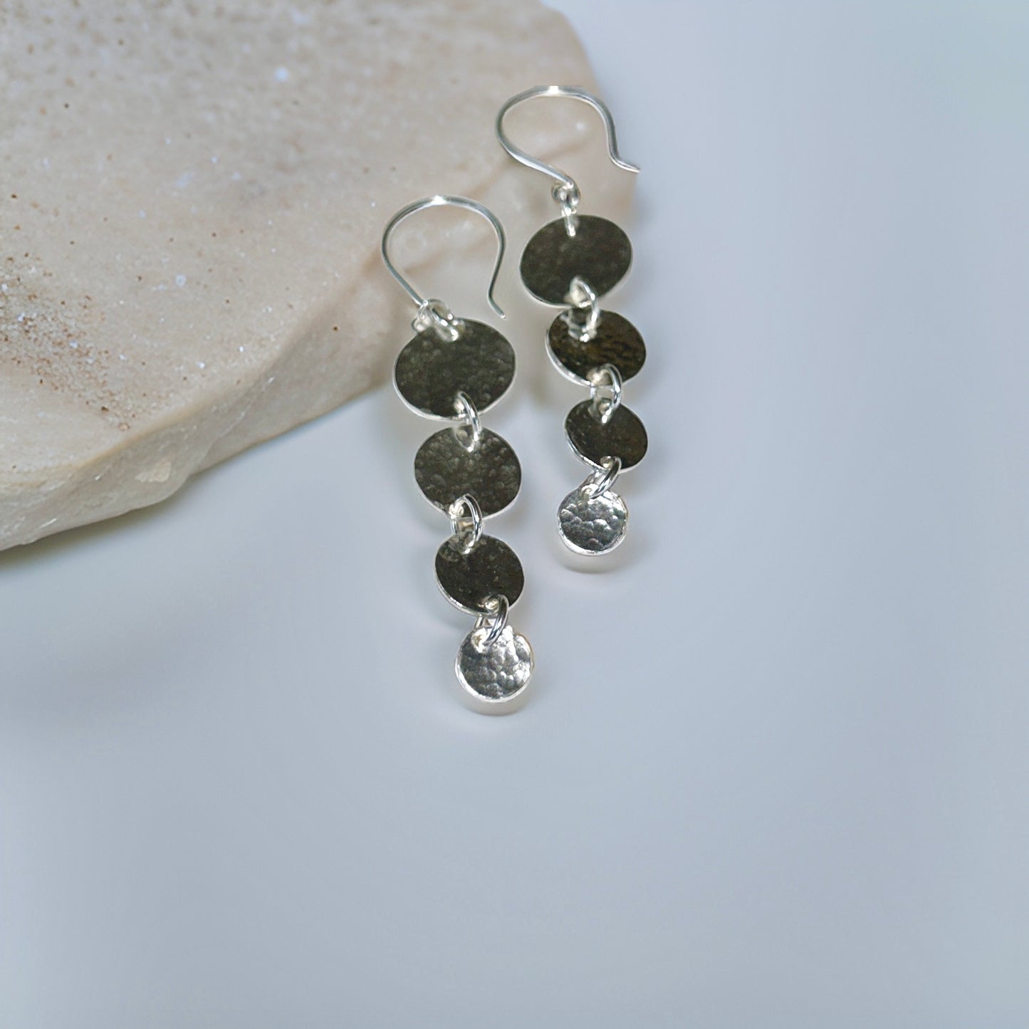 Silver Drop Earrings Long - Silver Lines Jewellery