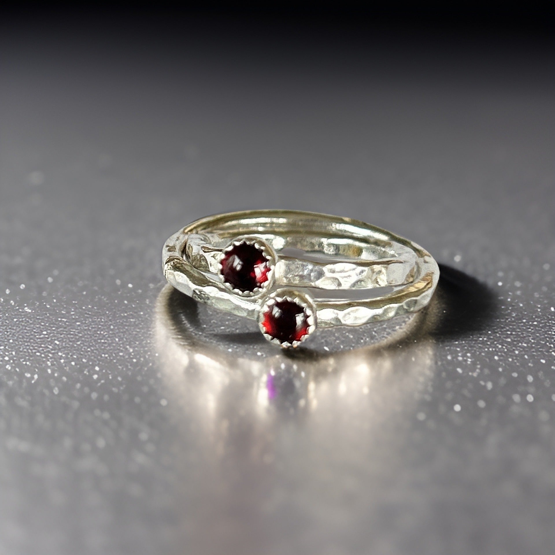 Silver Birthstone Stacking Rings - Silver Lines Jewellery
