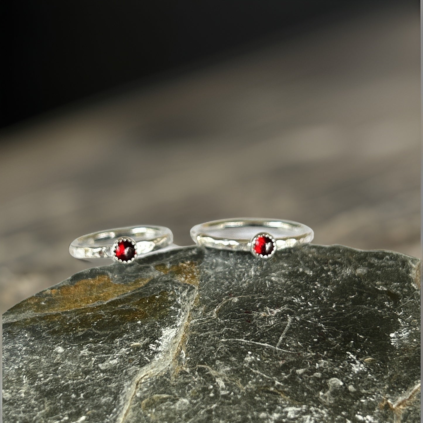 Silver Birthstone Stacking Rings - Silver Lines Jewellery