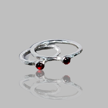 Silver Birthstone Stacking Rings - Silver Lines Jewellery