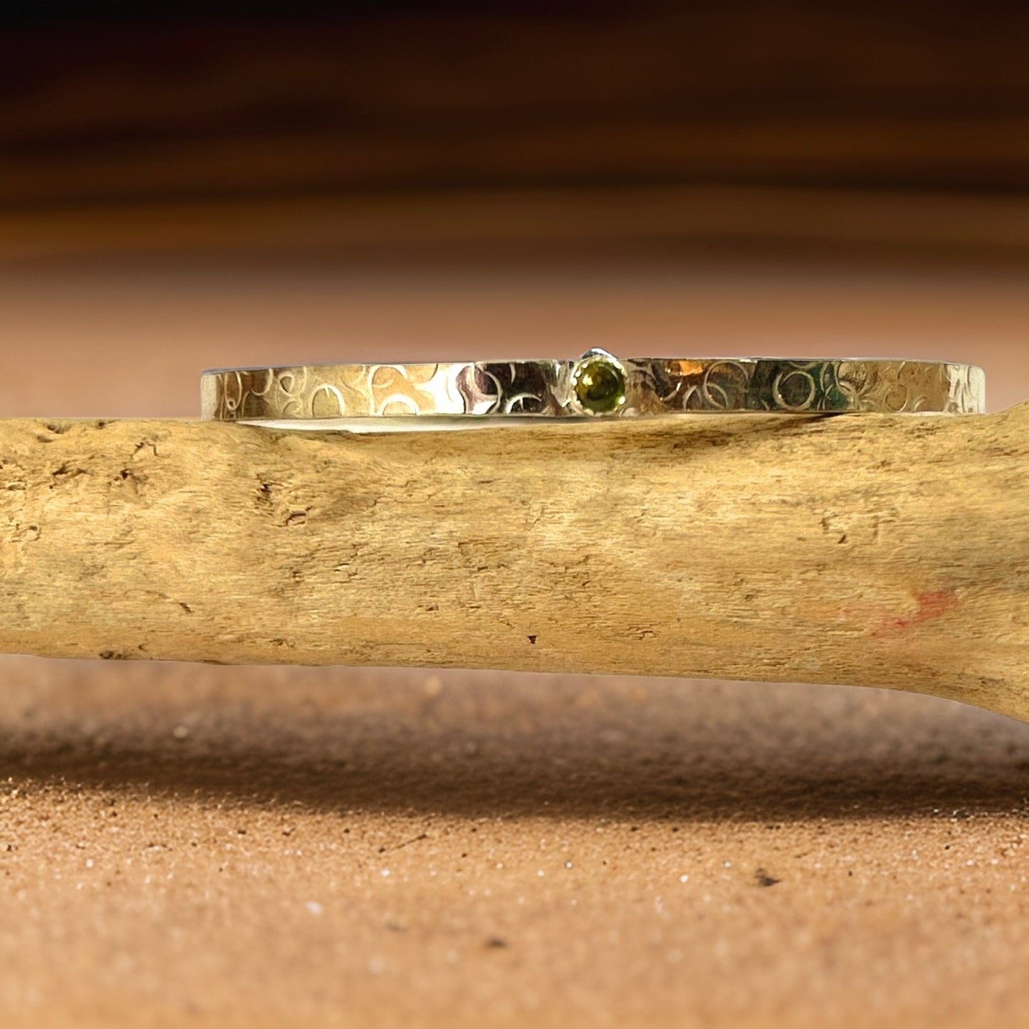 Peridot Silver Bangle - Silver Lines Jewellery