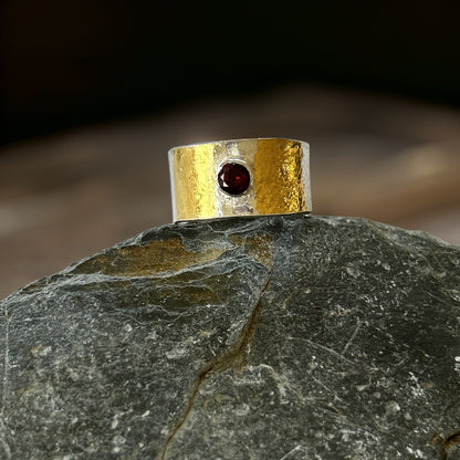 Silver And Gold Garnet Ring - Silver Lines Jewellery