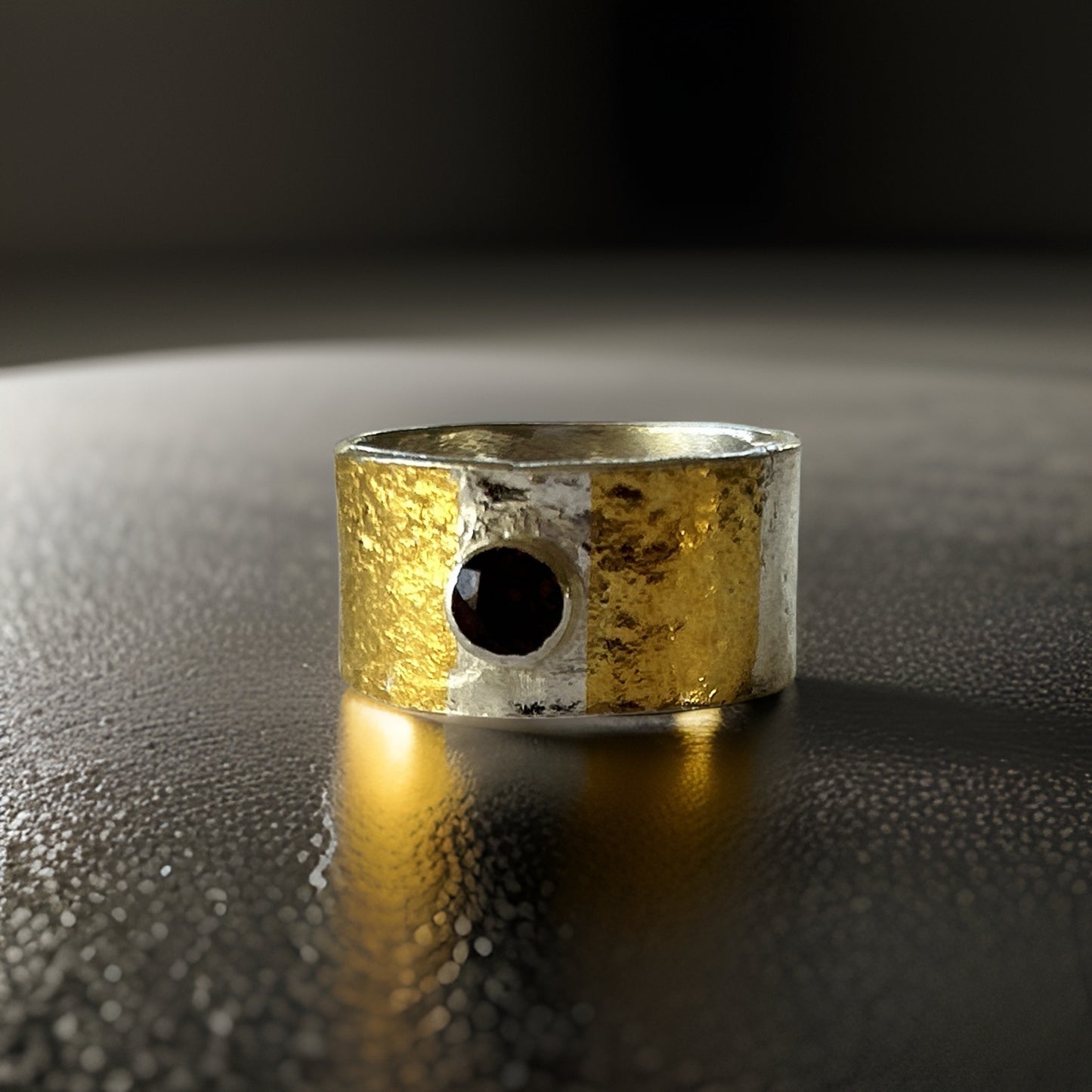 Silver And Gold Garnet Ring - Silver Lines Jewellery