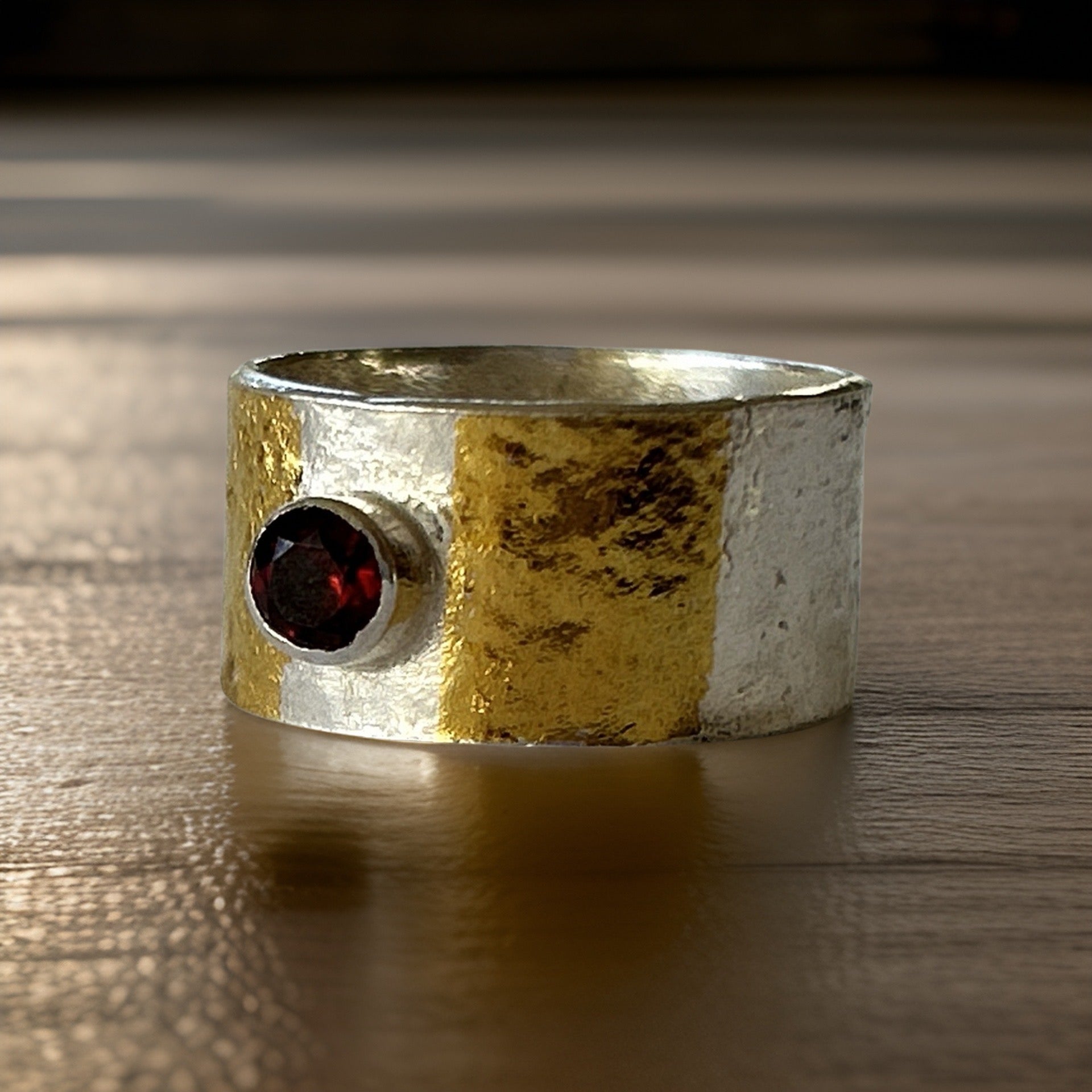 Silver And Gold Garnet Ring - Silver Lines Jewellery