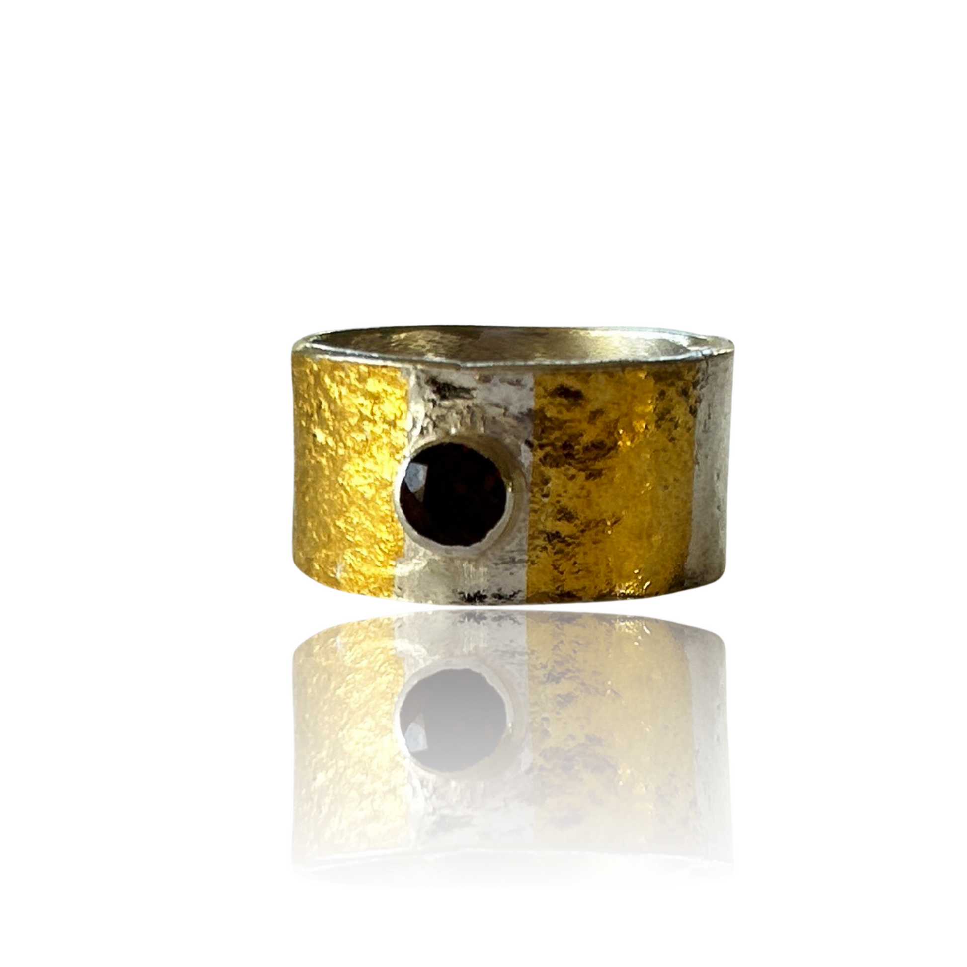 Silver And Gold Garnet Ring - Silver Lines Jewellery