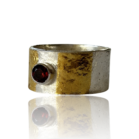 Silver And Gold Garnet Ring - Silver Lines Jewellery