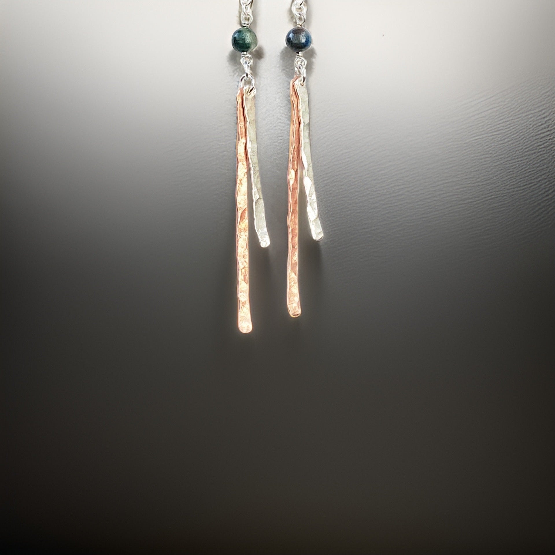 Copper and Silver Hammered Earrings - Silver Lines Jewellery