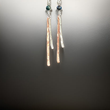 Copper and Silver Hammered Earrings - Silver Lines Jewellery