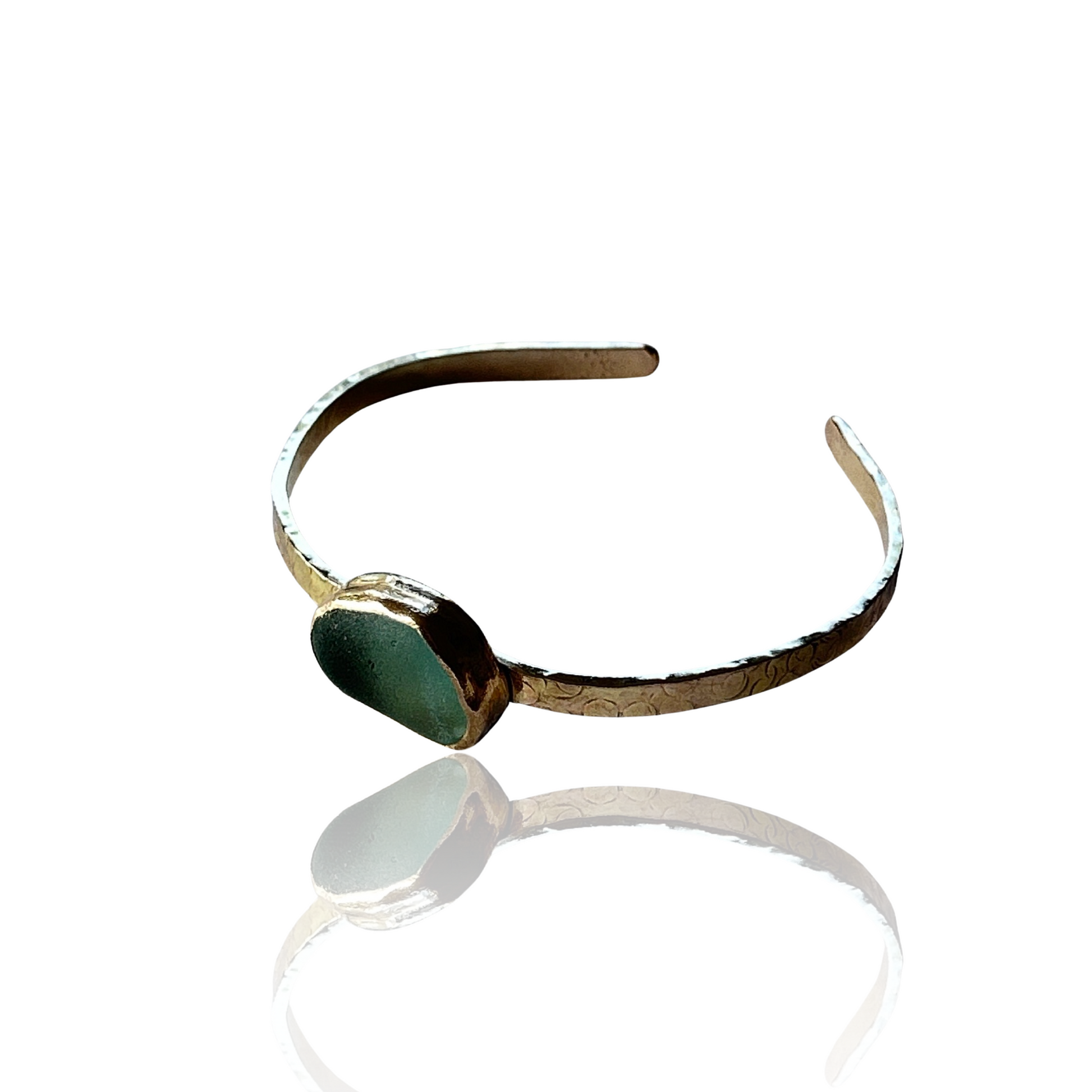 Gold Sea Glass Cuff - Silver Lines Jewellery