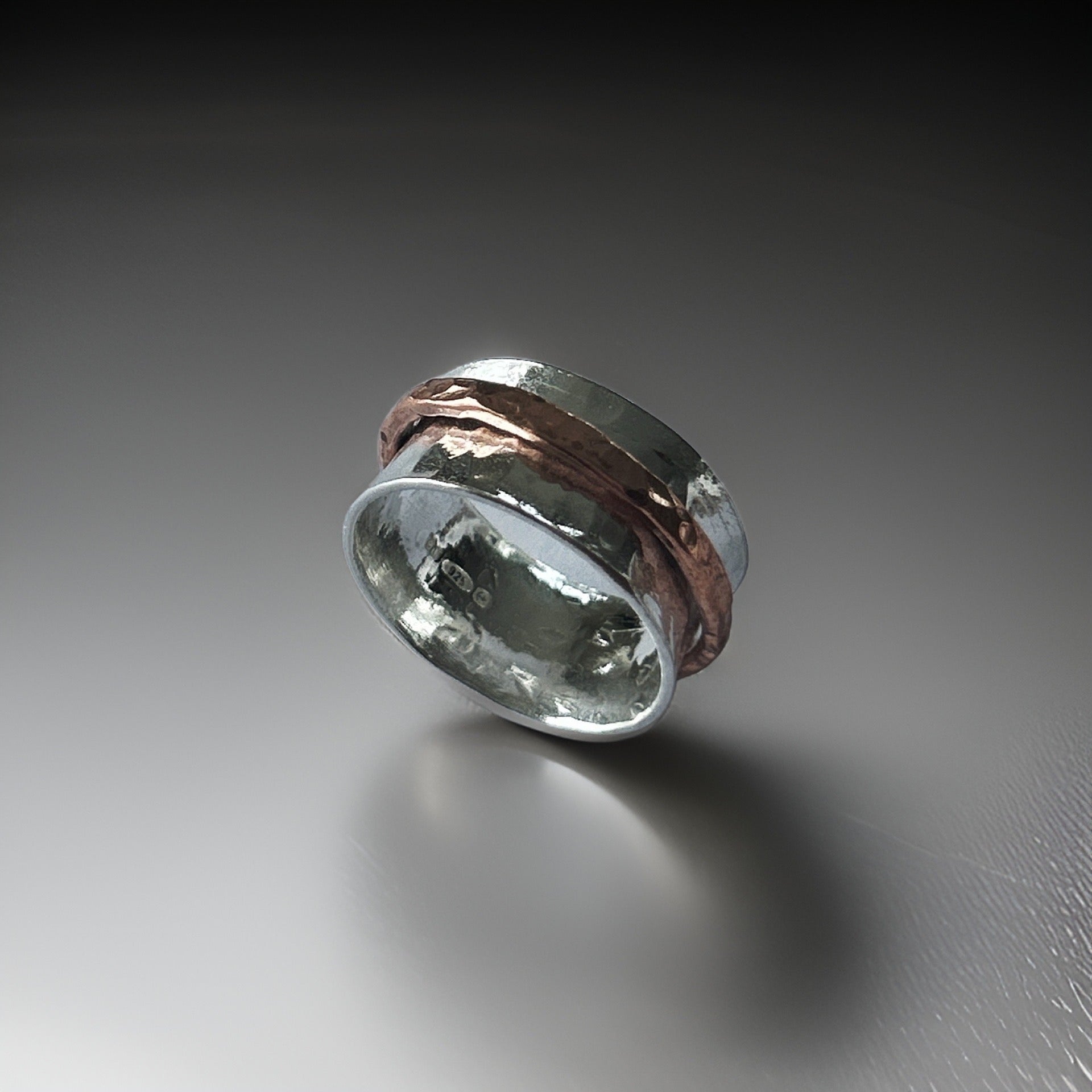 Silver with Copper Spinner Ring - Silver Lines Jewellery