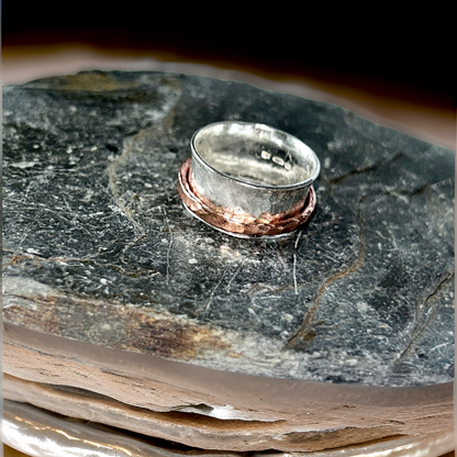 Silver with Copper Spinner Ring - Silver Lines Jewellery